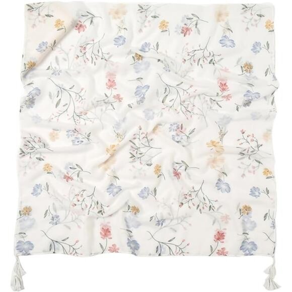 Womens Boho Scarf Floral Lightweight Shawl Wrap Fringed Summer Fall Winter Gift - Picture 2 of 7